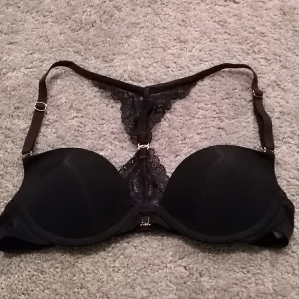PushUp Lace Raceback Bra, 32a, Black